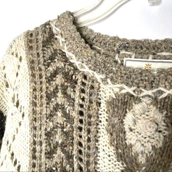 Express Wms Angora Wool Blend Pointelle Handknitted Long Sweater Medium Cozycore - Picture 4 of 8